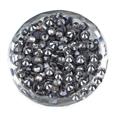 LPBeads 3000 unidades de diamantes termoadhesivos SS16 transparentes negros con parte trasera plana, gemas de diamantes de imitación de cristal