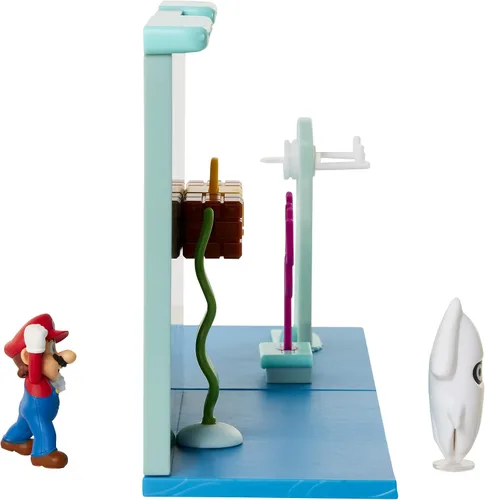 Miniatura 3 de Super Mario Juego submarino con pieza ambiental interactiva, figura articulada de Mario de 2.5 pulgadas y figura de calamar Blooper. Colecciona