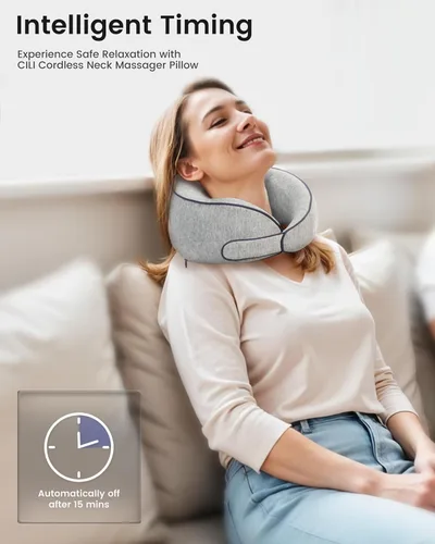 Miniatura 5 de CILI Almohada Masajeadora de Cuello Inalámbrica con Calor, Masajeador de Cuello Shiatsu para Alivio del Dolor de Tejido Profundo, Almohada de Masaje