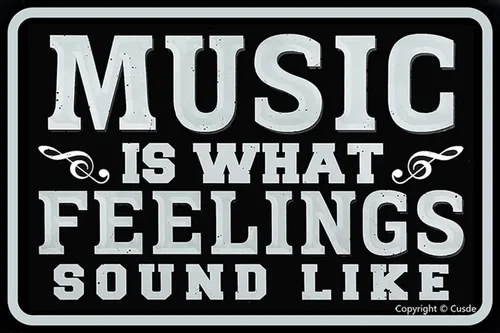 Cusde Music Is What Feelings Sound Like - Decoración de pared inspiradora, letrero de lata con música, regalos para amantes de la música, carteles