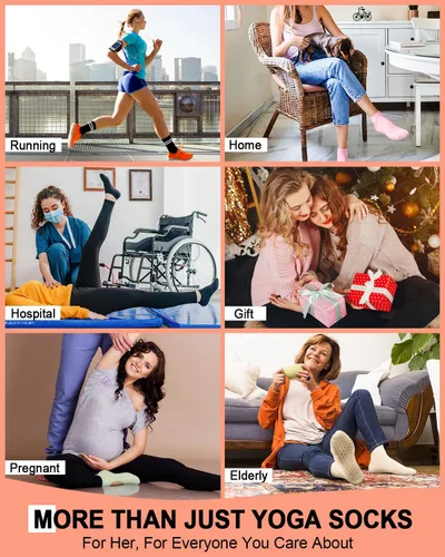 Miniatura 5 de Aoliks - 6 pares de calcetines antideslizantes de pilates para mujer, calcetines atléticos de yoga para barre ballet descalzo entrenamiento hospital