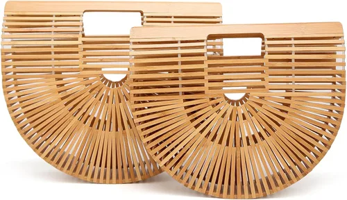 Miniatura 4 de Obosoyo Bolso de bambú hecho a mano para mujer, para verano, playa, mar