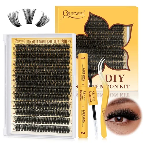 Miniatura 31 de QUEWEL 580 racimos de pestañas 30D+40D+50D+60D+80D+100D racimos de pestañas wispy de 10-18mm, pestañas individuales en racimo reutilizables