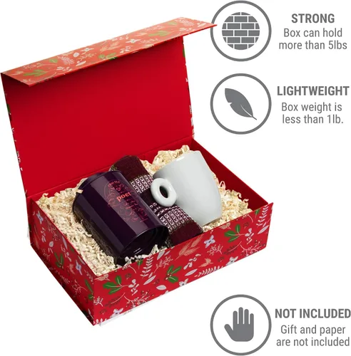 Miniatura 6 de Caja de regalo de Navidad con tapa magnética Cajas de regalo decorativas rojas para regalos, regalos de vacaciones, golosinas, adornos