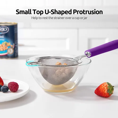 Miniatura 8 de Colador de malla de acero inoxidable 18/8: U-Taste Colador de alimentos de malla fina de cocina de 3.9 pulgadas con mango de silicona resistente (5)
