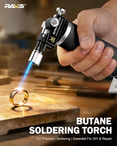 Miniatura 5 de RAVS Encendedor de butano, antorcha de cocina con modo de llama dual, pistola de soplete de cocina recargable, soplete de crema brulee, soplete