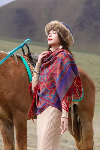 Miniatura 11 de iCuviy Bufanda grande de moda para invierno, chales y envolturas para mujer, extra suave, sensación de cachemira, bufandas frías para mujer