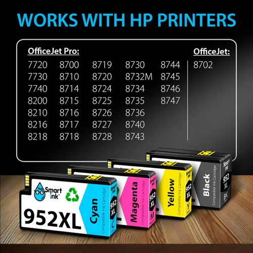 Miniatura 3 de Smart Ink Cartuchos de tinta compatibles de repuesto para HP 952XL 952 XL Pack de 4 (negro, cian/magenta/amarillo) para usar con impresoras HP
