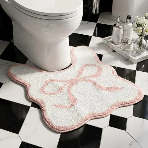 Miniatura 11 de Tapete de baño festoneado negro de 26 x 18 pulgadas, tapetes de baño suaves y absorbentes, lavables a máquina, de microfibra, para bañeras, lavabos
