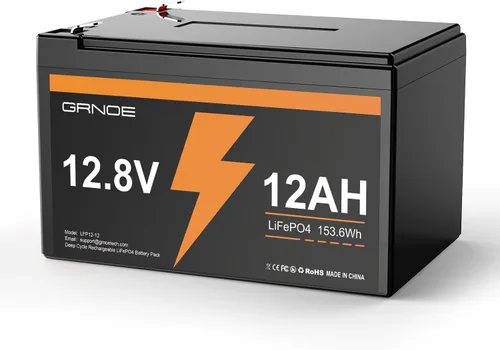 LiFePO4 - Batería de fosfato de hierro y litio de 12 V y 12 Ah, paquete de energía compacto de ciclo profundo con BMS integrado, más de 3000 ciclos,