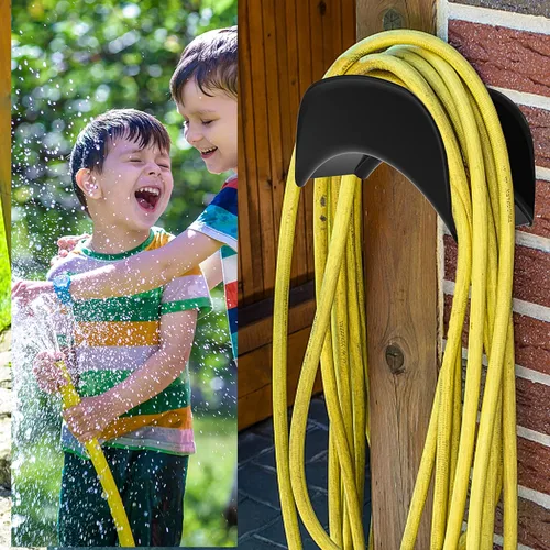 Miniatura 6 de Gardzen Soporte de pared resistente para manguera, gancho, estante, soporte para exterior, negro