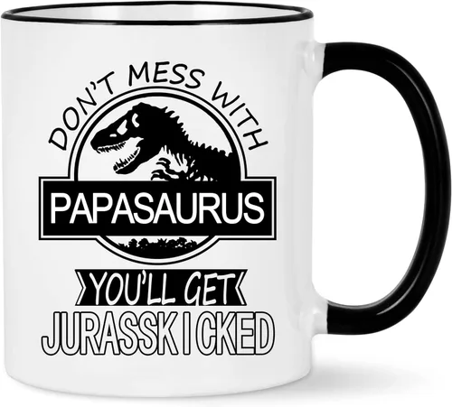 Miniatura 8 de Taza con texto en inglés «Don't Mess With Grandpasaurus You'll Get Jurasskicked», regalos de cumpleaños para el día del padre para el abuelo