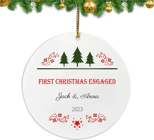 Miniatura 16 de Adorno personalizado para pareja comprometida 2024, primera Navidad para casados juntos comprometidos, adornos de Navidad personalizados, idea
