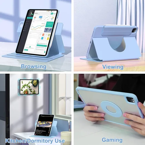 Miniatura 5 de Funda de teclado para iPad de 9ª/8ª/7ª generación, funda vertical para iPad 10.2/Air3/Pro10.5 con soporte para teclado y lápiz, soporte magnético