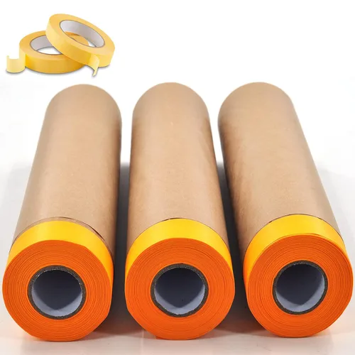 Juego de Papel de Enmascaramiento Precintado y Cinta Adhesiva para Pintura, 3 Rollos de 22 Pulgadas a 50 Pies de Papel para Pintores y 2 Rollos de