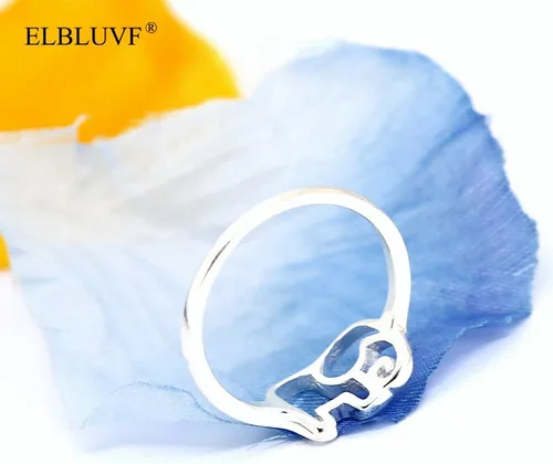 Miniatura 7 de Anillo de plata de ley 925 con elefante y animal de la suerte, regalo de dama de honor