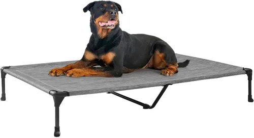Miniatura 26 de Veehoo Outdoor Elevated Dog Bed for Large Dogs, Cooling Raised Dog Cot Off Ground Hammock Pet Beds with Breathable Mesh, No-Slip Feet, 50"x32