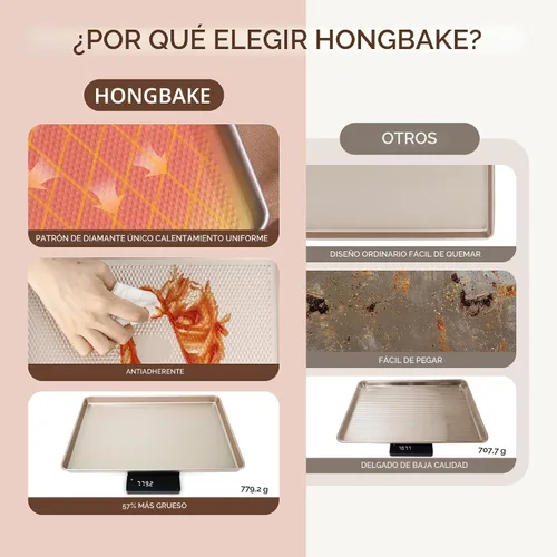 Miniatura 5 de HONGBAKE Juego de 9 moldes para hornear antiadherentes, apilables no tóxicos con textura de diamante, juego de bandejas para horno para cocinar