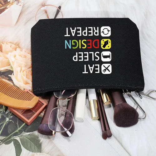 Miniatura 4 de MEIKIUP Regalo de diseñador Comer Dormir Diseño Repetir Maquillaje Bolsa Regalo para Diseñador de Interiores Diseñador Gr, Design Repeat Bag Negro