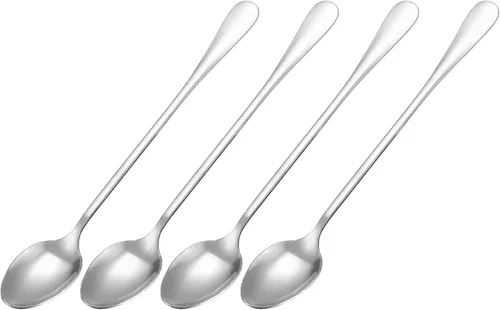 Miniatura 11 de uxcell Juego de 4 cucharas de mango largo, cuchara de helado de acero inoxidable de 7.5 pulgadas, cucharas de café para mezclar, bebidas, café (azul)