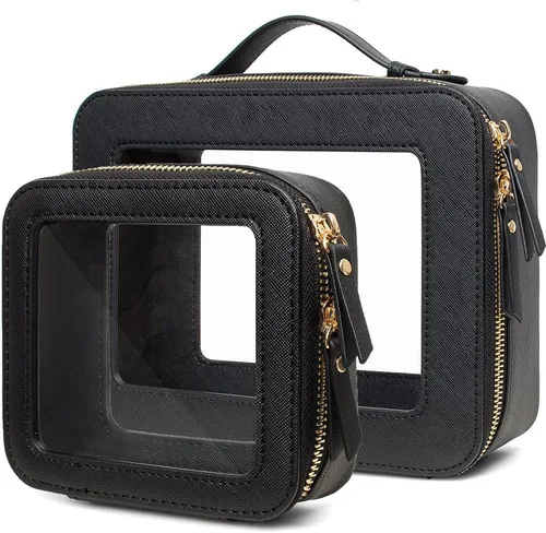 Miniatura 24 de Bolsa de maquillaje transparente pequeña, aprobada por la TSA, bolsa de aseo portátil con cremallera, bolsa de viaje para cosméticos, estuche Rosa