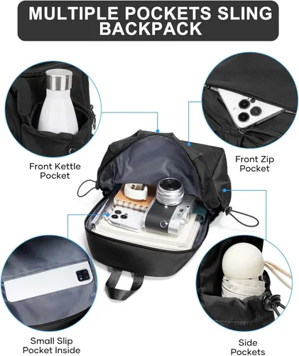 Miniatura 6 de SEAFEW Mochilas tipo bandolera tácticas, Negro, Pequeño, Casual