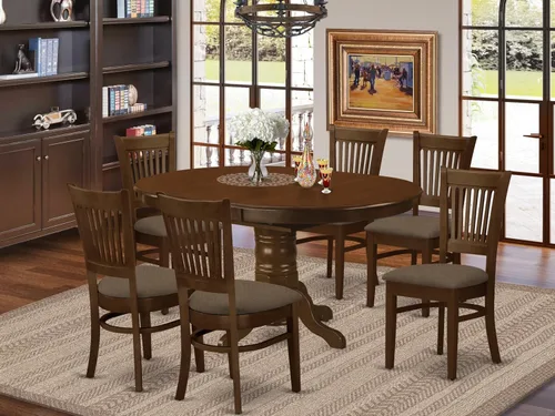 Miniatura 2 de East West Furniture KEVA7-ESP-W - Juego de comedor de 7 piezas compuesto por una mesa de comedor ovalada con hojas de mariposa y 6 sillas de asiento