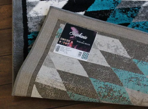 Miniatura 10 de Masada Rugs, Stephanie Collection - Alfombra de área del suroeste de nativos americanos, diseño envejecido 1106 turquesa, gris, blanco y negro