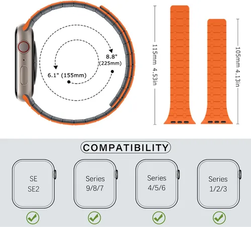 Miniatura 6 de Compatible con correa de Apple Watch de 49mm 46mm 45mm 44mm 42mm 41mm 40mm 38mm, correa de bucle magnético ajustable de silicona para iWatch Ultra