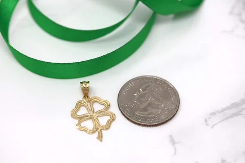 Miniatura 2 de CaliRoseJewelry - Colgante irlandés de trébol de cuatro hojas de 14 k