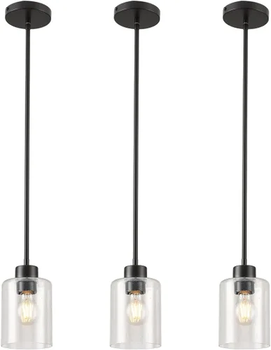 Miniatura 20 de Moderna lámpara colgante cilíndrica de cristal transparente de granja, luces de isla para cocina, mini iluminación colgante para decoración de isla