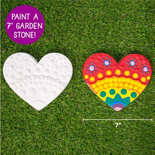 Miniatura 5 de Creative Roots Juego de piedra de escalonamiento de mosaico en forma de corazón, incluye piedra de cerámica de 7 pulgadas y 6 pinturas vibrantes