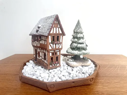 Miniatura 5 de Colección de casas y pueblos de cerámica - Casa hecha a mano en miniatura de bodega histórica en Bernkastel-Kues, Alemania - Vela, cono de incienso