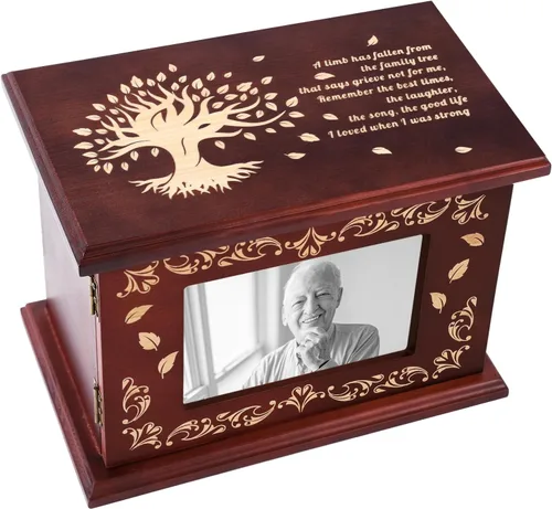 Urnas de cremación para cenizas humanas adultas masculinas o femeninas, urnas funerarias para cenizas con marco de fotos, caja de recuerdo de madera