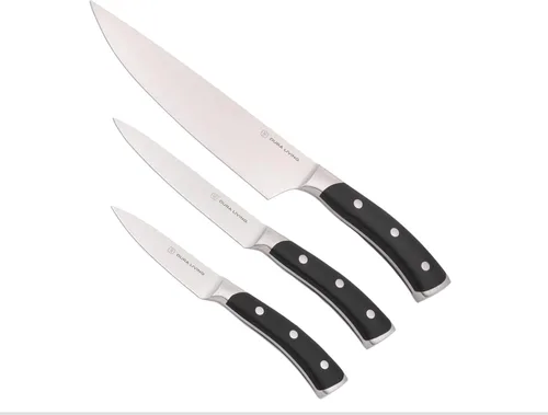 DURA LIVING Juego de cuchillos de cocina de 3 piezas, acero inoxidable alemán ultra afilado, chef de 8 pulgadas, utilidad de 5 pulgadas y cuchillos