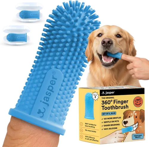 Miniatura 14 de Jasper Cepillo de dientes para perros, kit de cepillado de dientes de perro de 360 grados, cepillo de dientes para gatos, kit de cuidado dental