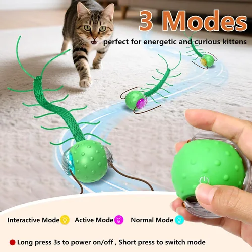 Miniatura 4 de Giociv Juguetes Interactivos para Gatos Aburridos, con Gorjeo, Movimiento de Ciempiés Despertar Súper Motor Pelota para Gatos en Alfombra