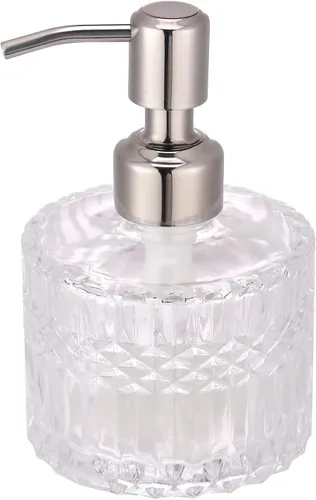 Miniatura 9 de YunNasi - Dispensador de jabón con bomba, diseño de cristal transparente, vintage y elegante, dispensador de jabón líquido recargable para encimera
