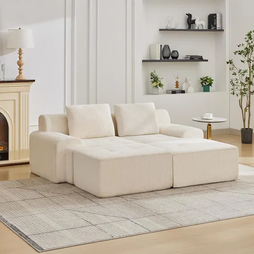 Miniatura 24 de Modular Sectional Sofa with Movable Ottoman, 1 Seat Deep Seat Couch with 1 Pillow, Comfy Cloud Sectional Sofa for Living Room, Bedroom and Apartment
