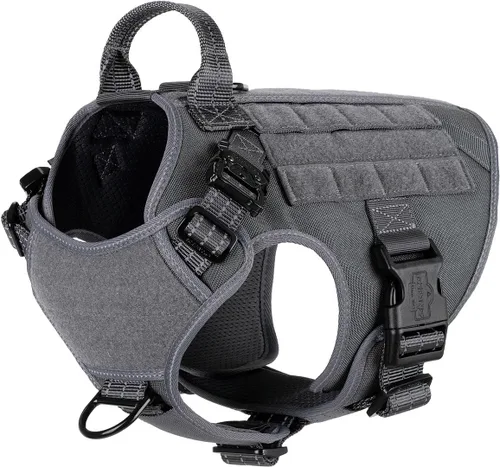 Miniatura 18 de ICEFANG - Arnés táctico para perro, talla M, 2 hebillas de metal, chaleco para transportar carga, ligero y modular (MOLLE) con mango, para perros