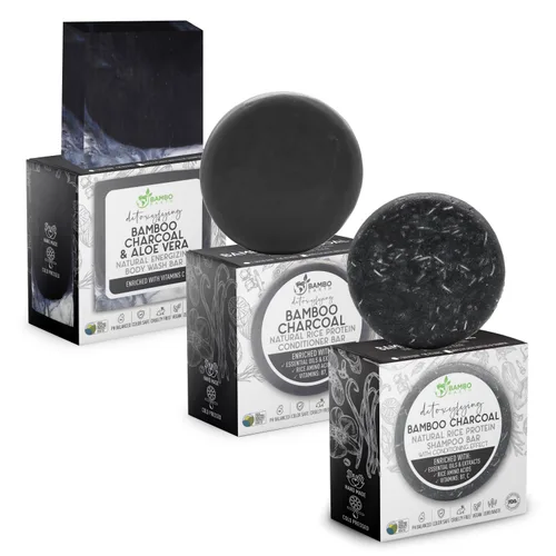 Paquete de champú, acondicionador y gel de baño de proteína de arroz sólido | Champú, acondicionador y barras de lavado para cabello y cuerpo con
