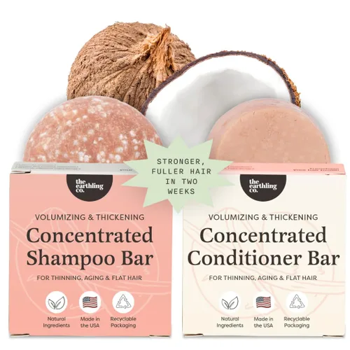 Miniatura 13 de The Earthling Co - Juego de barra de champú y acondicionador voluminizador para engrosamiento, plenitud, fuerza y crecimiento, sin sulfato, silicón