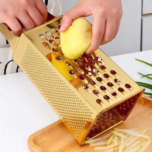 Miniatura 2 de Rallador multifuncional de acero inoxidable con asa, cortador grande de 4 lados para jengibre, ajo, pepinos, zanahorias, queso, papa