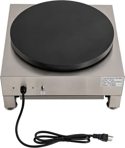 Miniatura 9 de Máquina de crepas comercial de 16 pulgadas de 2200 W, máquina eléctrica para panqueques con placa calefactora redonda antiadherente para crepé