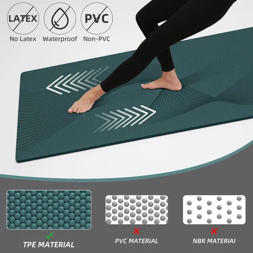 Miniatura 3 de ILILI Tapete de yoga, 72 x 25 x 0.3 pulgadas, antideslizante, tapete de ejercicio de elastómero termoplástico, resistente al desgarro, tapete