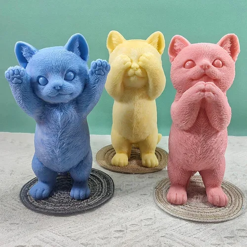 Miniatura 5 de Molde de silicona para gatos, molde grande de resina 3D para gatos, moldes de silicona para resina epoxi, fabricación de jabón de velas, yeso