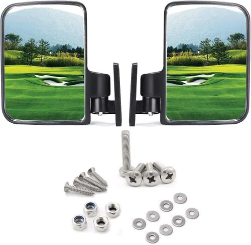 Miniatura 2 de 10L0L Juego de espejos para carrito de golf, espejos laterales y espejo retrovisor panorámico grande Radian extra ancho para EZGO Yamaha Club Car