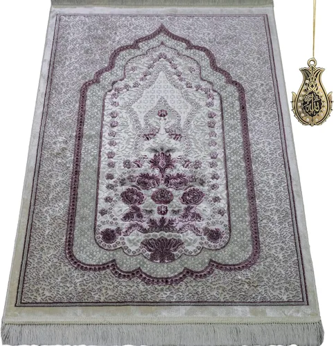 Miniatura 12 de Modefa Alfombra de oración de terciopelo islámico turco, alfombra de oración para hombres y mujeres, diseño tradicional musulmán Janamaz Sajada