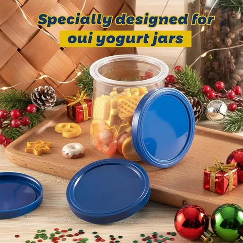 Miniatura 3 de Tessco for you 48 tapas para recipientes de yogur, tapas de plástico para frascos, no incluidas, repuesto compatible con tapa de yogur Oui