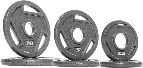 Miniatura 13 de Signature Fitness Olympic - Placa de pesas de hierro fundido de 2 pulgadas para entrenamiento de fuerza y levantamiento de pesas, varios tamaños